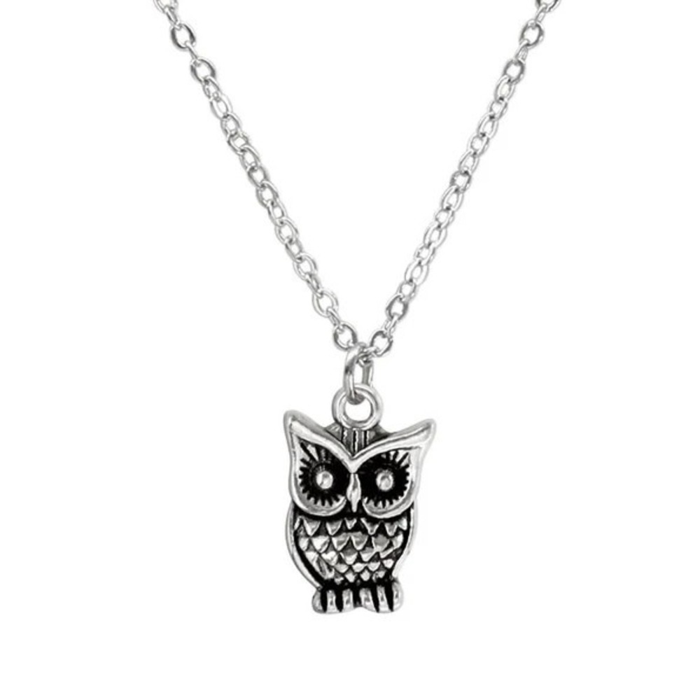 Owl Necklace, Silver Owl Charm Pendant